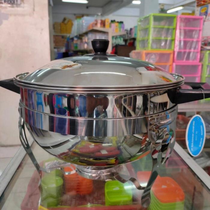 Panci Sayur Saji Pemanas Stainless Deep Soup Bowl Warmer 30cm Bima Pan