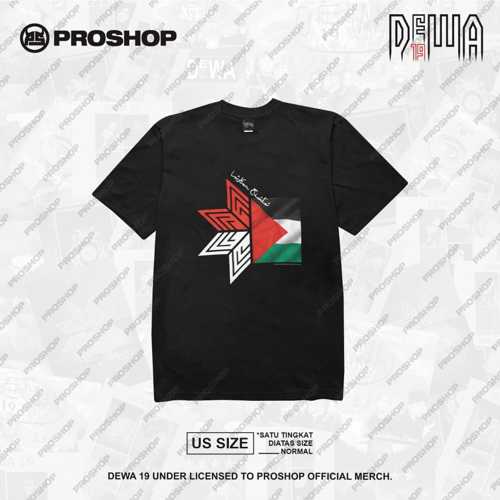 Proshop | Dewa19 palestine 2 | Dewa 19 Tshirt | Kaos Pria Kaos Distro | Hitam | Original Tee