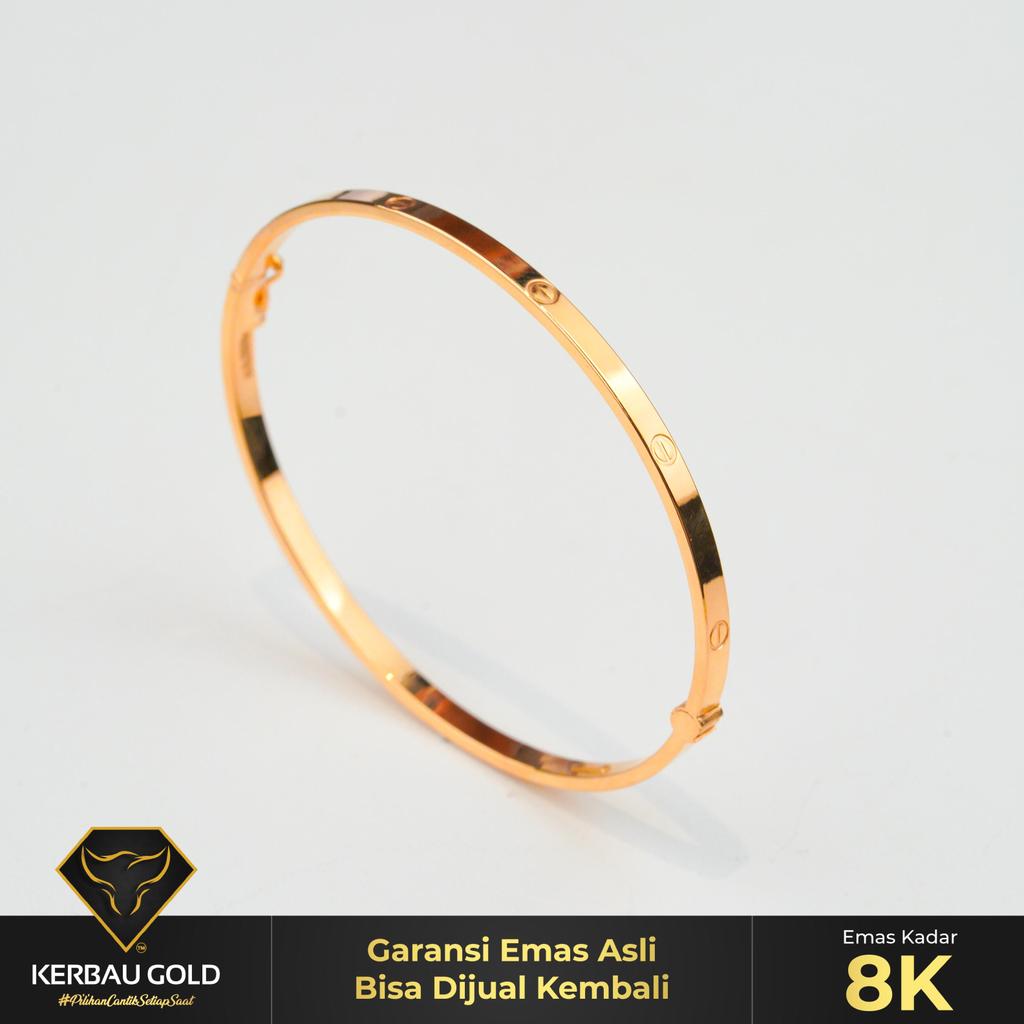 [Kerbau Gold] Gelang Emas Bangle CTR 8K - Emas Asli 100%