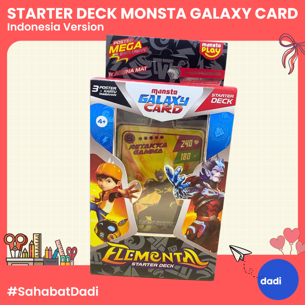 JAJAROMA  Dadi - BoBoiBoy Galaxy Card Starter Deck Elemental Indonesia Version - Mainan/Card Game