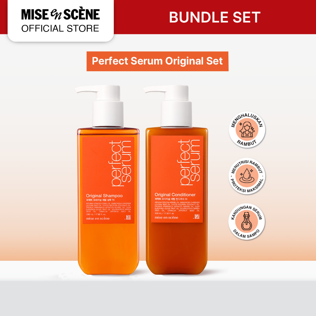 [PAKET HEMAT ISI 2] mise en scene Perfect Serum Original Shampoo & Conditioner Set - Paket Perawatan