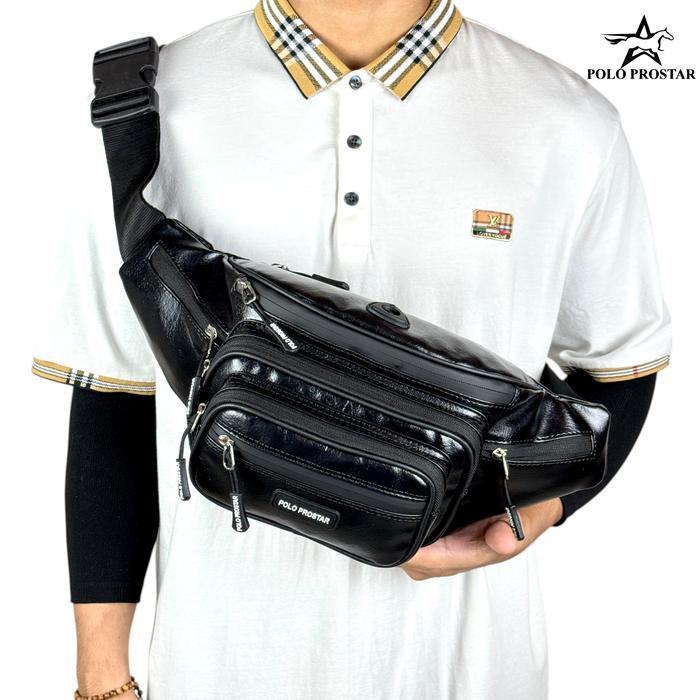 POLO PROSTAR Tas Selempang Pria Multifungsi Waistbag - Hitam Gradasi