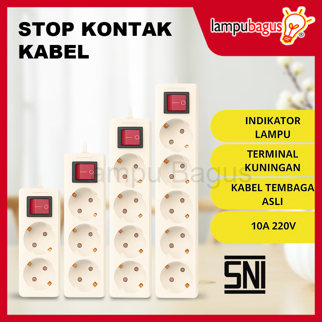 Stop Kontak Kabel 2/3/4/5 Lubang 3 Meter Stop Kontak Listrik
