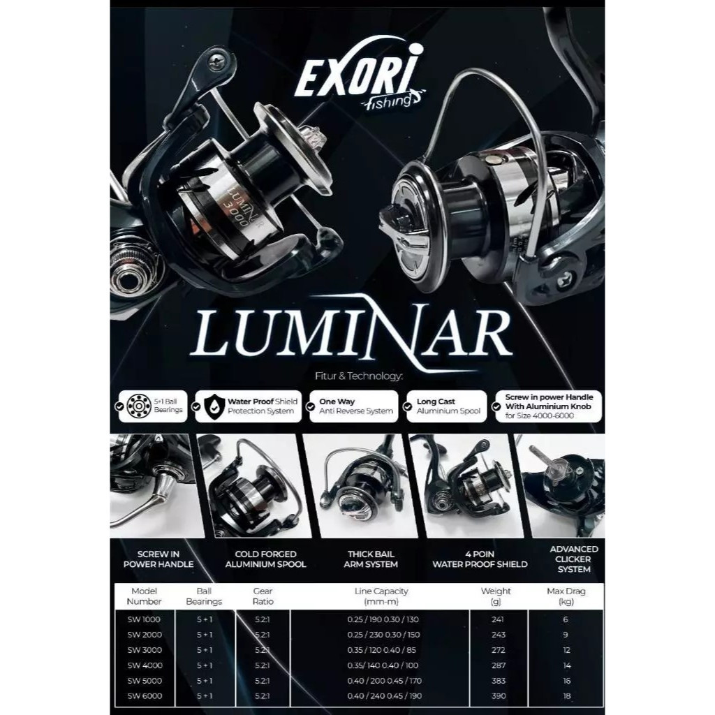 REEL SPINNING EXORI LUMINAR  SW | 1000 2000 4000 6000