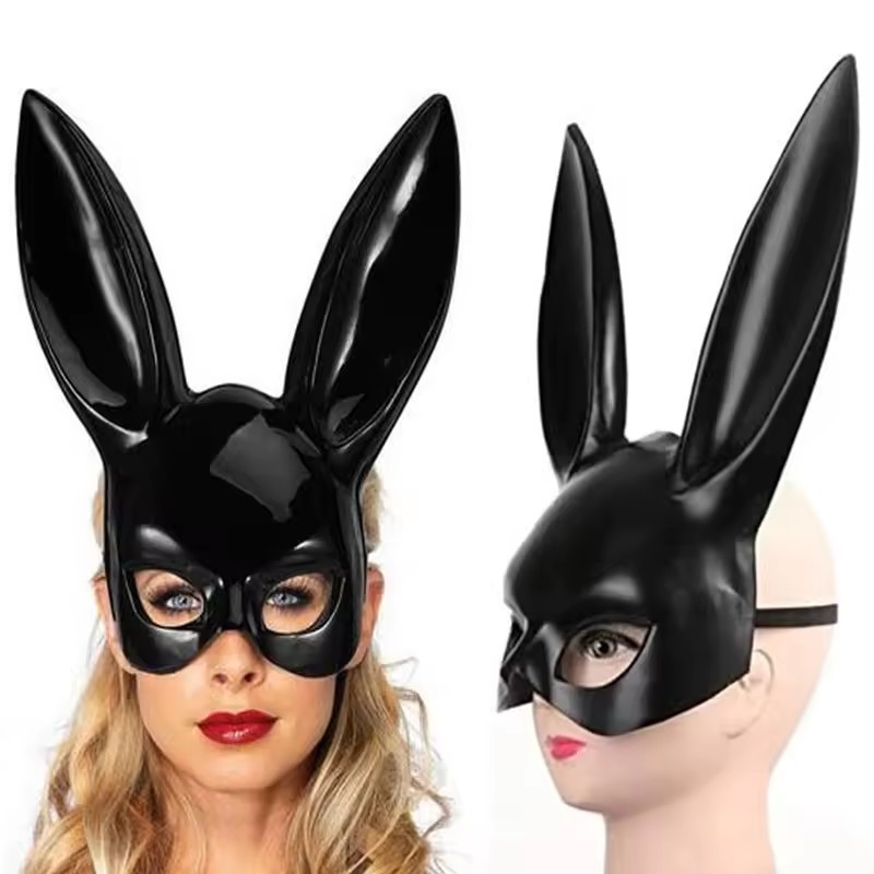 Black White Rabbit Mask Halloween Party Decoration Party Long Ears Rabbit Bunny Mask Costume Cosplay