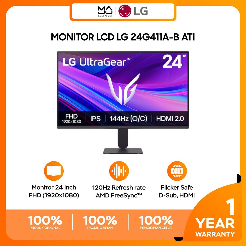 Monitor LG 24 Inch 24G411A FHD IPS 144Hz Gaming UltraGear - Garansi Resmi