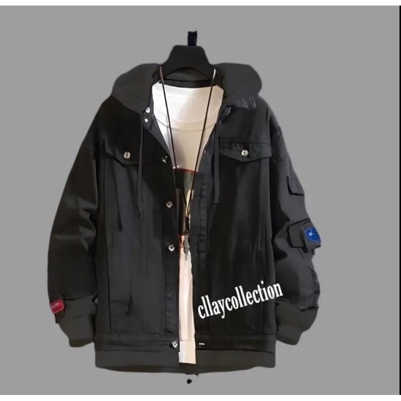 JAKET JEANS PRIA KOREAN STYLE/ JAKET JEANS COWOK KOMBINASI
