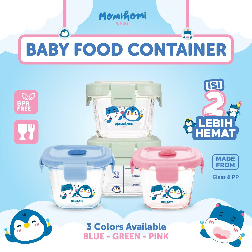 Momihomi Food Container Mpasi Bayi Wadah Mpasi Kaca Tempat Makan Bayi Mangkok Baby Food Container Ov