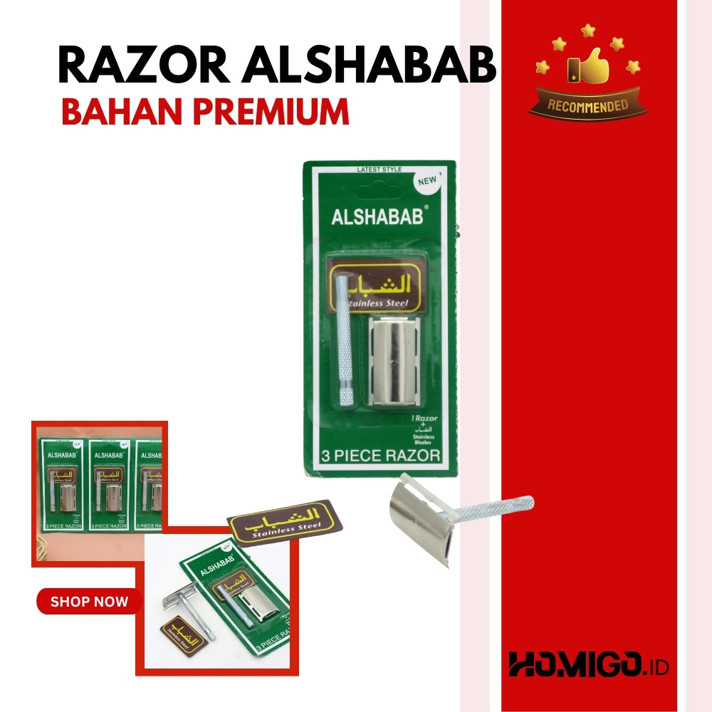 GROSIR!!! (1 BOX ISI 30 PCS)  Alat Cukur+Silet Gagang Besi ALSHABAB/Alat Cukur Kumis/Cukuran Kumis
