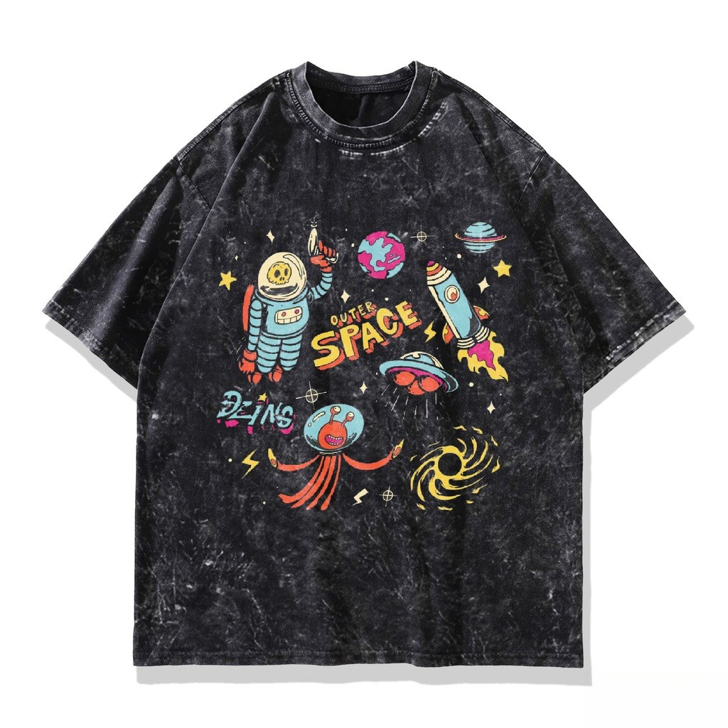 COD Misteri Outer Space Baju Cartoon Vector Oversize Washed