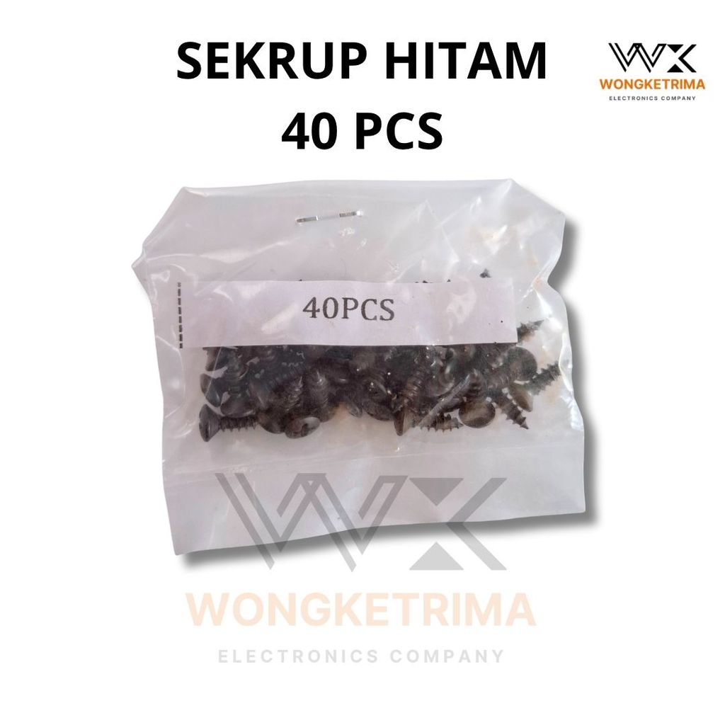 Sekrup Kecil Hitam Ukuran 4X 3/8 (0,9CM) 40Pcs