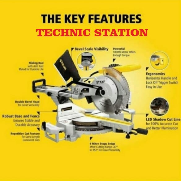 Miter Saw Sliding Mesin Gergaji mitre saw 10inch SM 18 STANLEY SM18