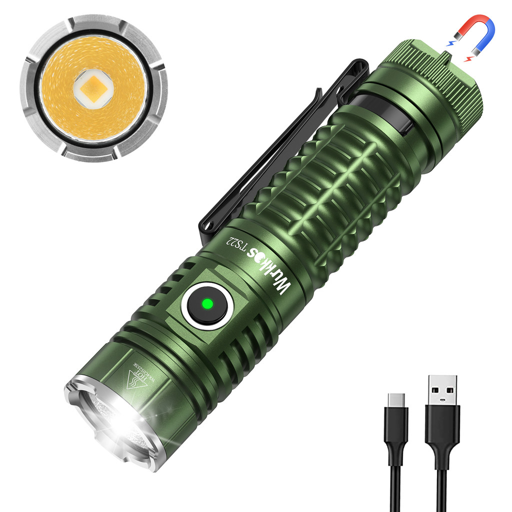 Wurkkos TS22 Rechargeable 21700 LED Flashlight XHP70.2 Powerful Max 4500LM IP68 with Magnet Tail & R