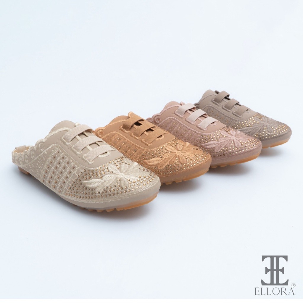 ELLORA EY-9245 Sepatu Sandal Flat Wanita Slip on Import