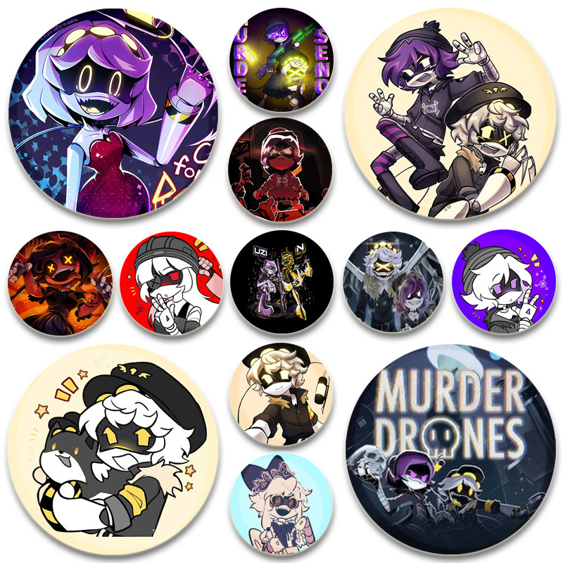 Game Anime Murder Drone N V J Brooches on Backpack Cartoon Badge Cute Dog UZI Killers Enamel Pins Je