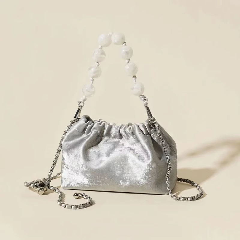 [COD]Tas tangan wanita baru dengan desain rantai gaya Cina, tas ringan manik-manik mewah yang ringan