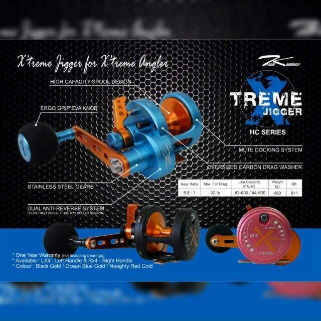 Team Kamikaze XTREME JIGGER HC series LX4 & RX4 (High Capacity) Overhead Jigging Trolling Reel