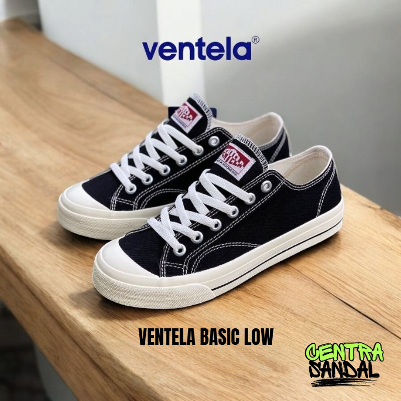 Sepatu Ventela Basic Low Black Natural Original/Sepatu Sekolah Ventela Hitam Putih