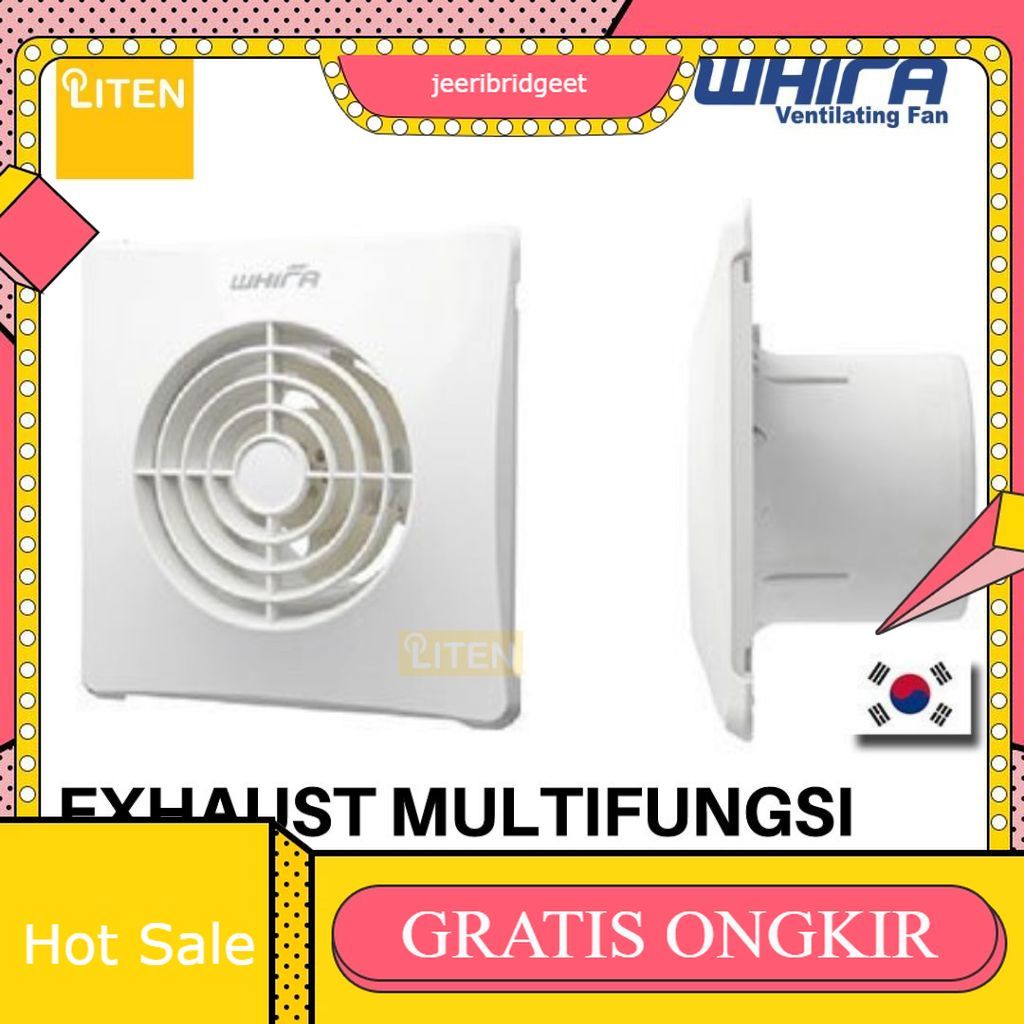 Exhaust Fan Kamar Mandi Plafon Dinding Murah 6 inch 15CK Angin Watt Rendah Kecil