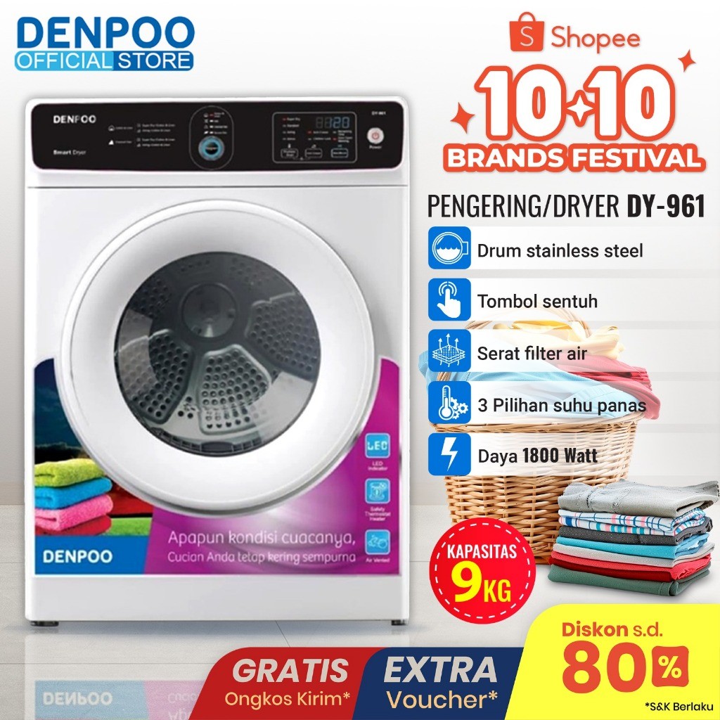 NEW Denpoo Mesin Pengering Pakaian Laundry Mesin Dryer DY 961