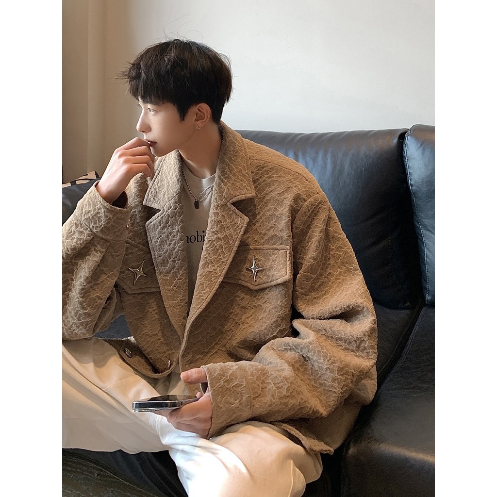 Jaket Bomber Pria Kerah Jas Retro Amerika Jaket Pendek