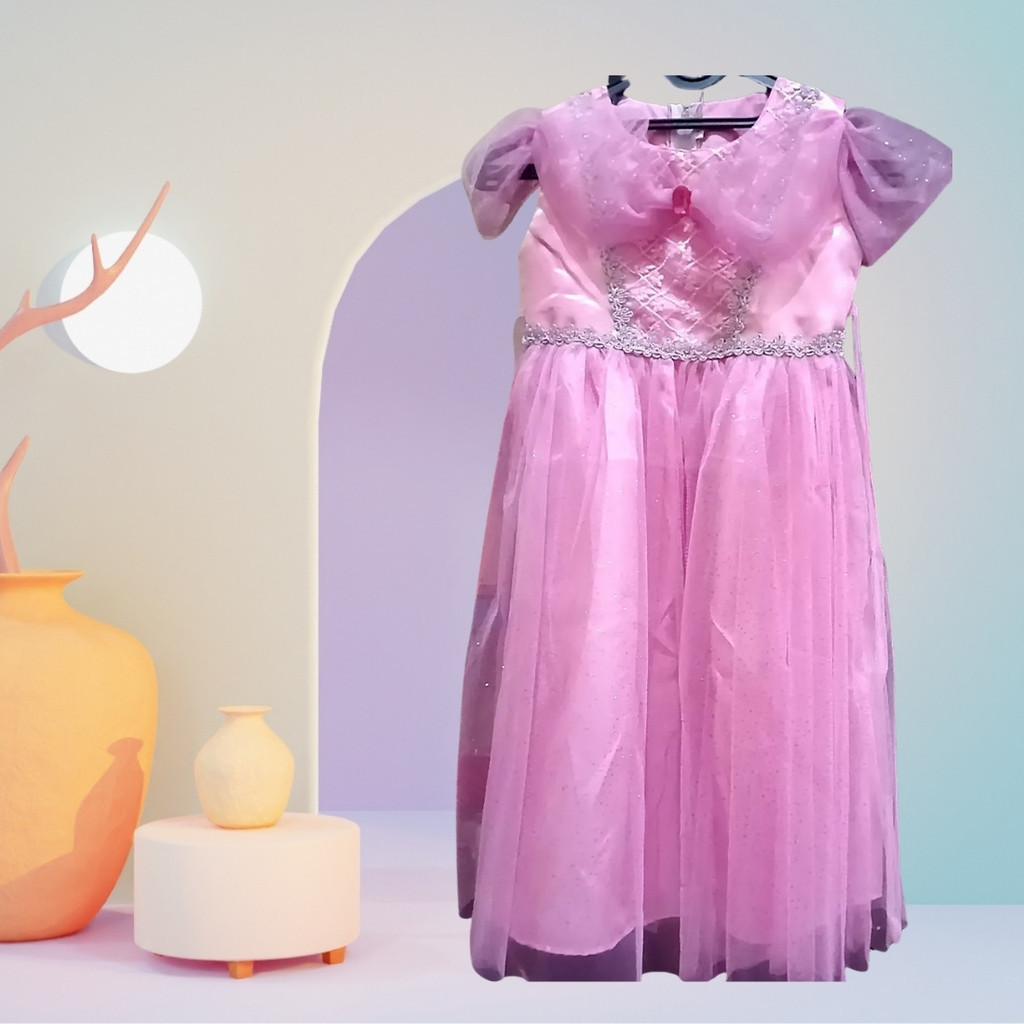 Gaun Pesta Anak Princess Frozen Elsa Cinderella Dress Natal Ultah Bonus Mahkota Cantik