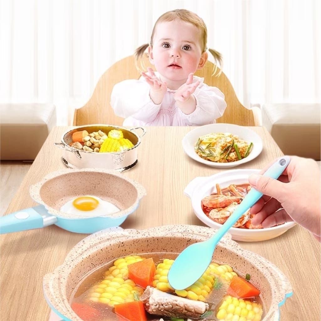 Panci MPASI Set 4in1 3in1 Panci Bunga Sakura FLower 22cm Bahan Granite Anti Lengket Steamer Pots Fry