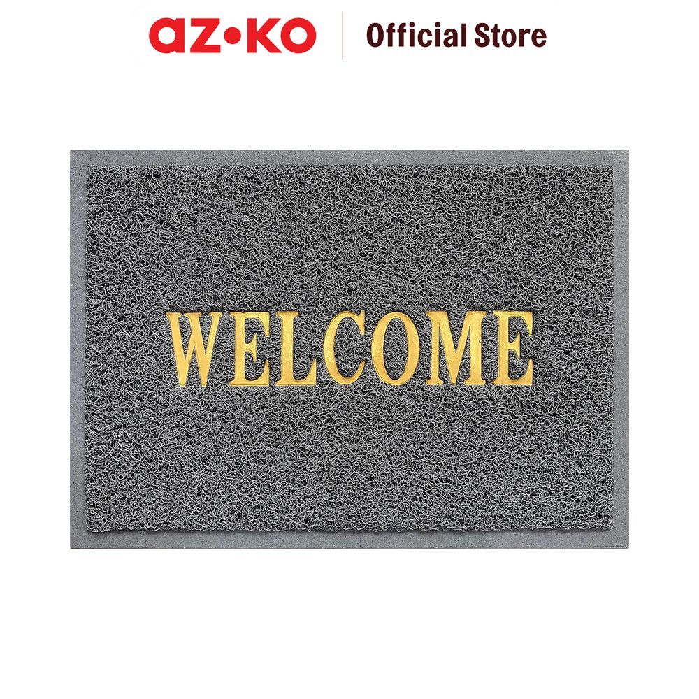 AZKO Forhom 50X70 cm Keset Pintu Pvc Welcome - Abu-Abu Tua Keset Lantai Floor Mat Keset Rumah Doorma