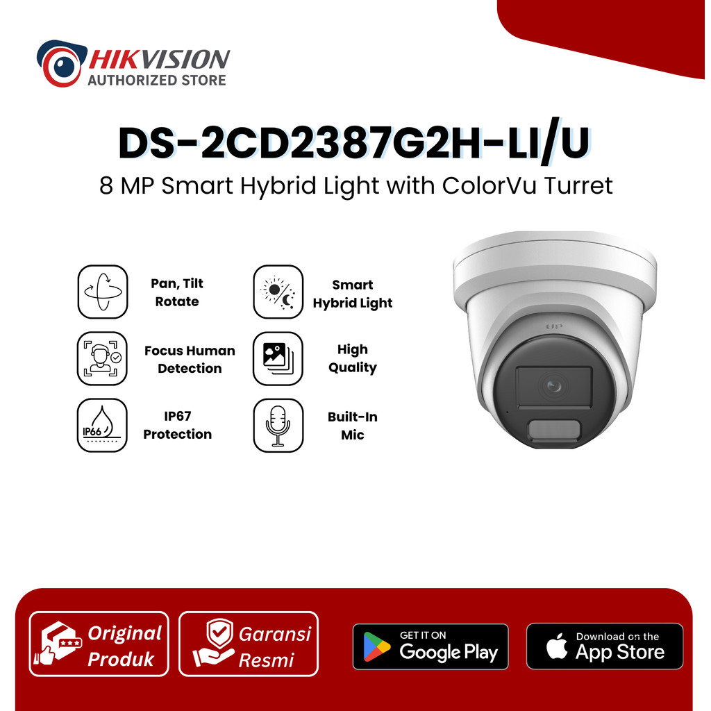HIKVISION DS-2CD2387G2H-LI(U) IP CAM COLORVU 8MP SMART HYBRID LIGHT TURRET CAMERA
