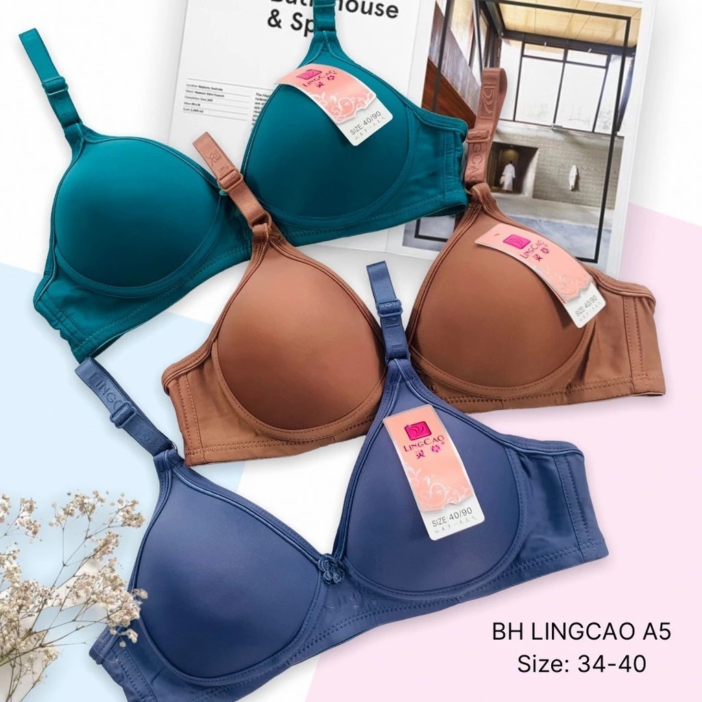 LINGCAO A5 Original  BH Wanita Dewasa Remaja Bra Premium Beha Busa Tebal MotIf Polos