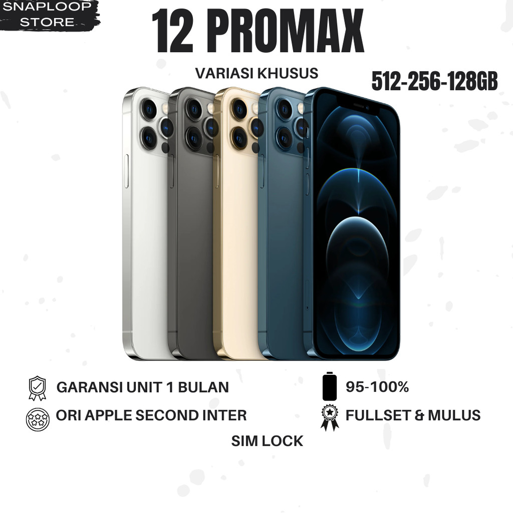 iphone 12pro&12promax second mulus IOS26 bisa live & game minus 512gb 256gb 128gb original 100% full