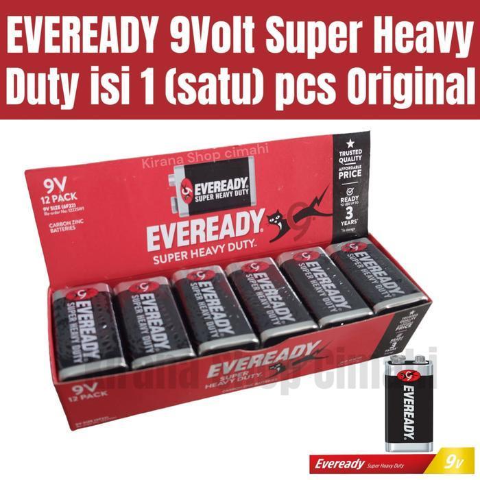 EVEREADY Batre 9V Type Petak Kotak Baterai 9 Volt Heavy Duty 6F22 Original Batre Mic Praktek Elektro