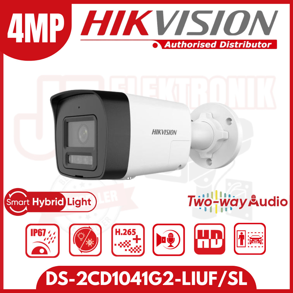 DS-2CD1041G2-LIUF/SL Hikvision 4MP Smart Hybrid Light Two Way Audio Flash Sirine Alarm IP Camera POE