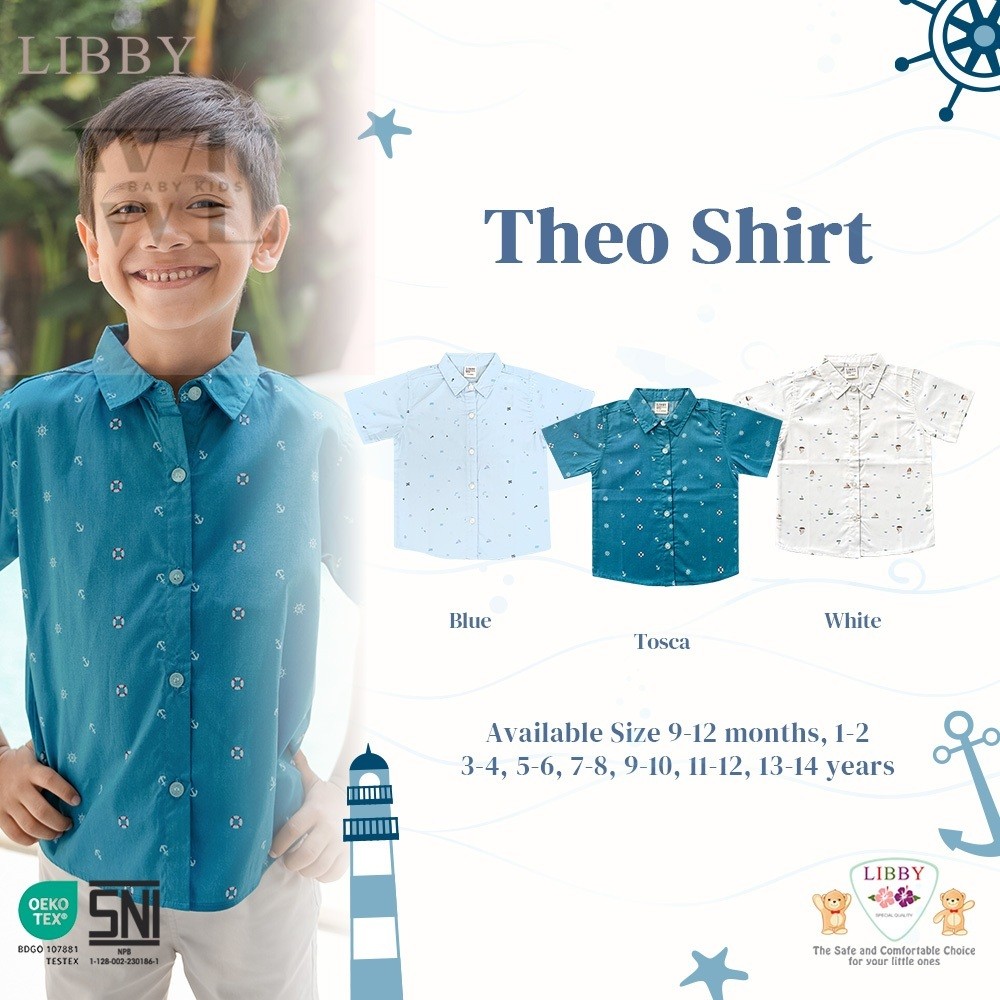 Baju LIBBY Kemeja Anak Laki - Laki Motif Wooven Theo Shirt 5 - 14 Tahun (1PCS) - Kemeja Lengan Pende