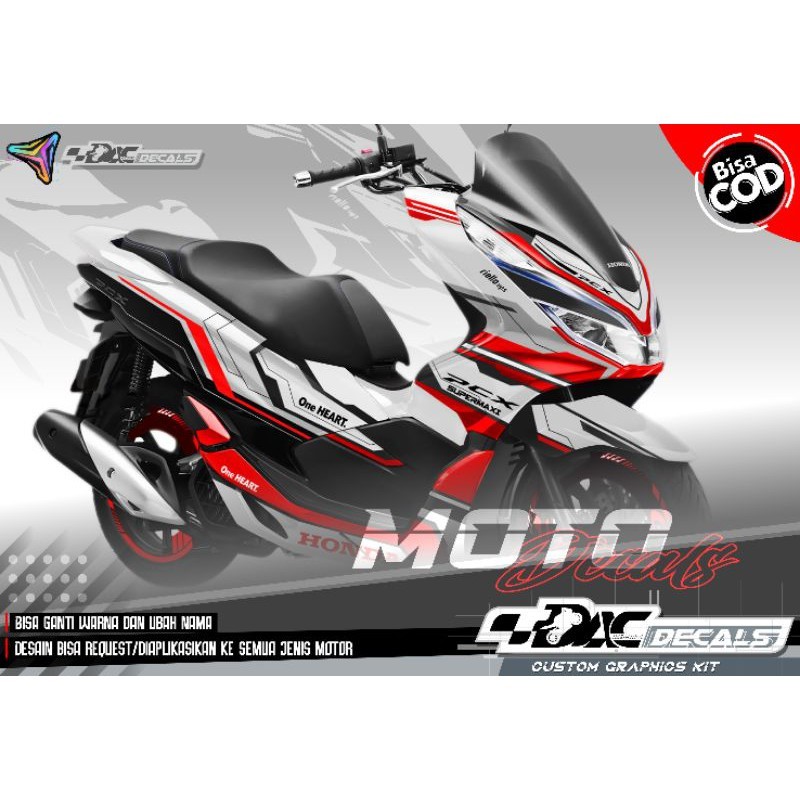Stiker Motor Sticker Decal Honda PCX Silver grafis Red Variasi kode 99 Murah Berkwalitas