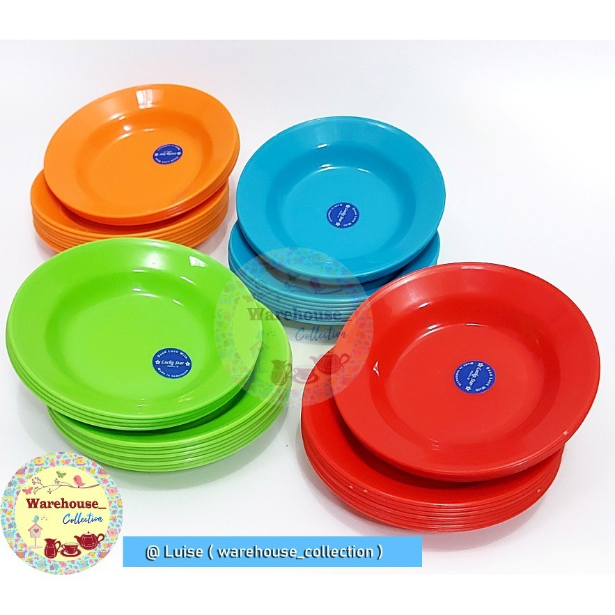 ( PER LUSIN) PIRING LEPEK 5" inch DELUXE LUCKY STAR// PIRING SNACK PLASTIK WARNA WARNI- 925 ( PER LU