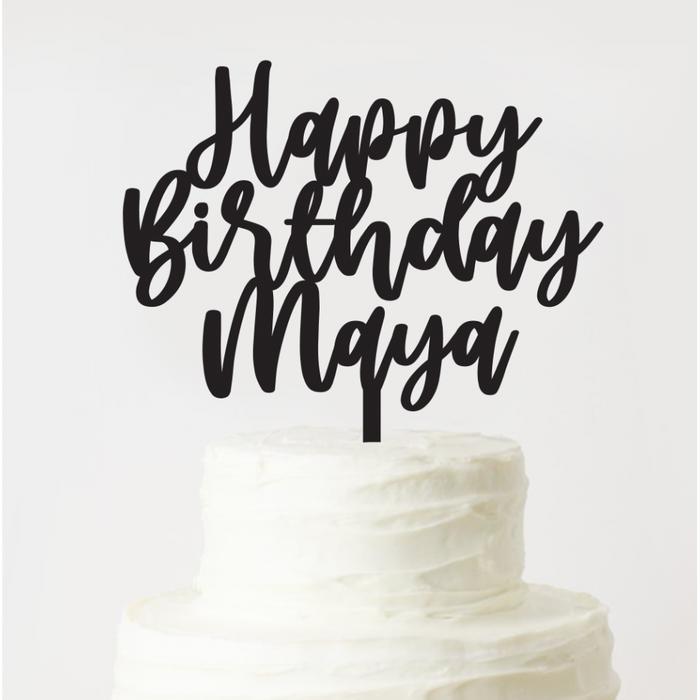 BEST PROMO -[ Terlaris ] Mall CUSTOM TOPPER HAPPY BIRTHDAY / CAKE TOPPER / HURUF AKRILIK - 10cm