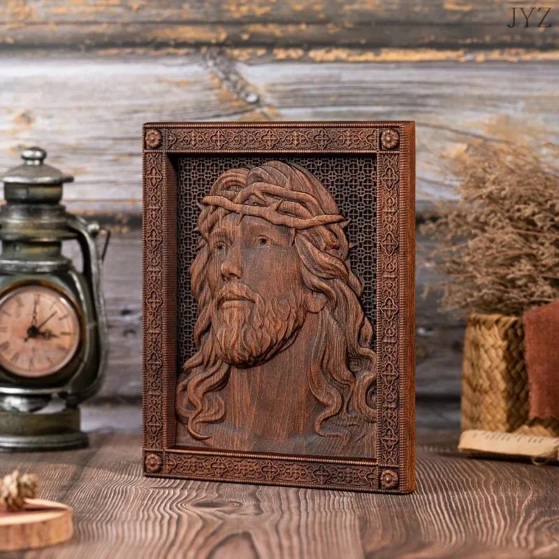 Vintage Wood Carving Jesus Figure, Catholic Saint Jesus Wall Decor Gift
