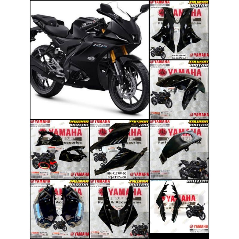 COVER BODY HALUS R15 V4 R15M R15 V4  HITAMORIGINAL YAMAHA