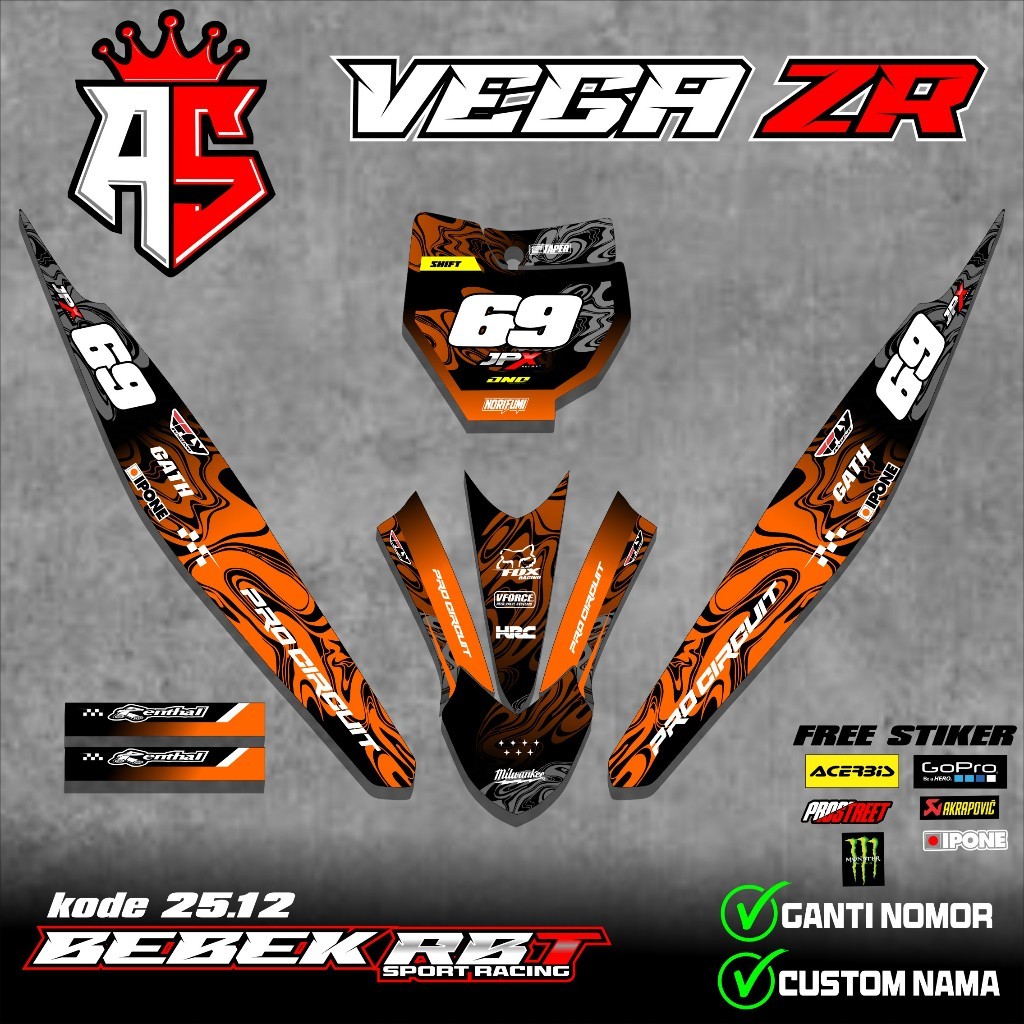 (COD) STICKER STRIPING MOTOR  BRT VEGA ZR RBT BEBEK MODIF SUPERMOTO  RBT new terbaru RBT 25.12