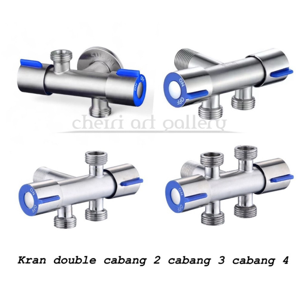 TERLARIS Kran double cabang 2 cabang 3 cabang 4 stainless steel stop Kran double bercabang stainless