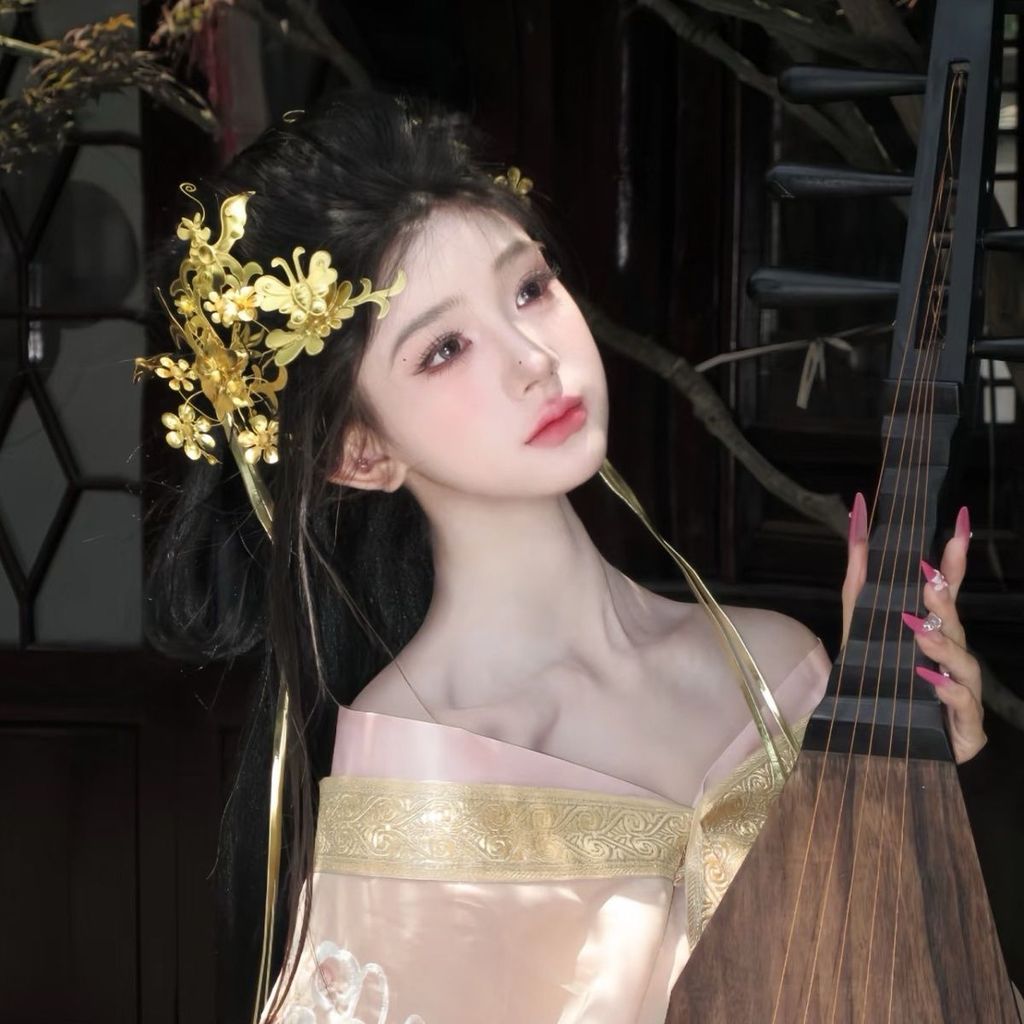 Aksesori Rambut Cabang Bergetar untuk Wanita, Gaya Yu Ji, Bunga Perak, Gaya Pita Kuno