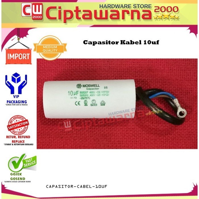 Capasitor Kabel 10uf/Capasitor Pompa Air 10uf/Kapasitor. - CWTT