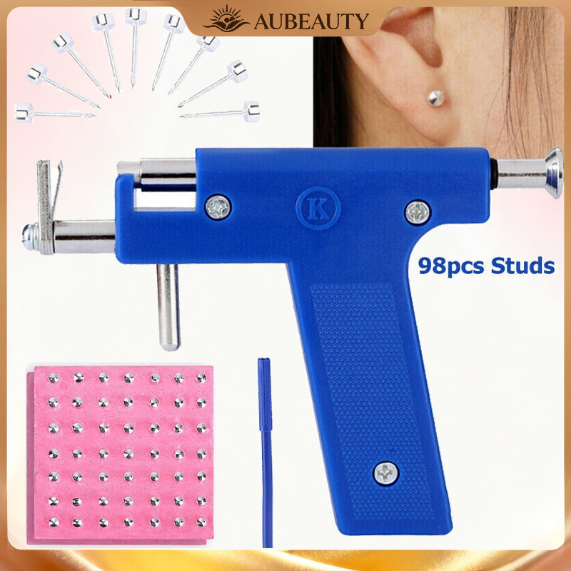 Aubeauty 98 PCS Alat Tindik Telinga Tubuh Hidung Pusar Bibir Lidah Mesin Tindik Lubang Tindik