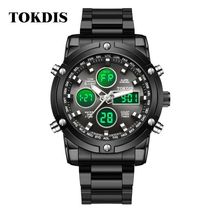 Fits Style Tokdis Jam Tangan Pria 2576 Double Time Rantai Stainless Steel Water Resistant 3 ATM Watc