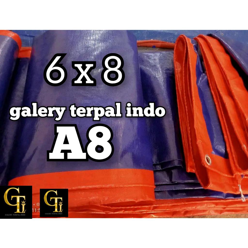 terpal plastik A8 6x8 biru orens terpal tebal murah anti air untuk tenda warung truk tenda Camping