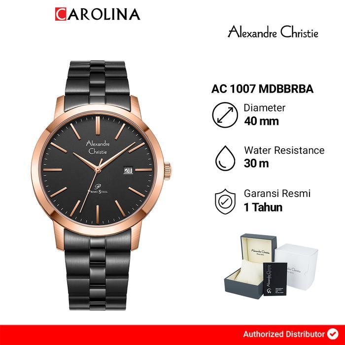 Jam Tangan Pria Alexandre Christie Primo AC 1007 MDBBRBA Black Dial Black Stainless Steel Strap Watc