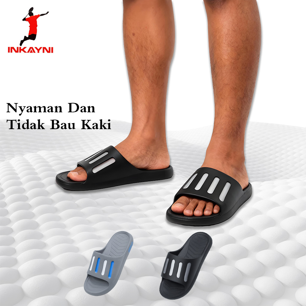 INKAYNI Sandal pria terbaru 2026 Sendal Rumah anti licin tahan aus sol EVA tebal Karet elastis Empuk