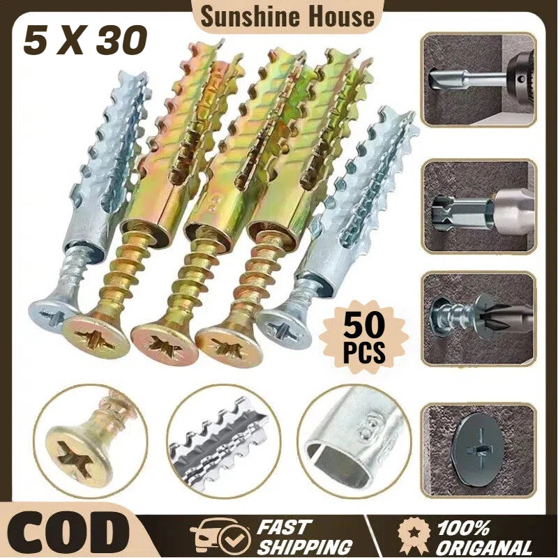 50pcs Sekrup Ekspansi / Sekrup Dinding / Tembok Baut