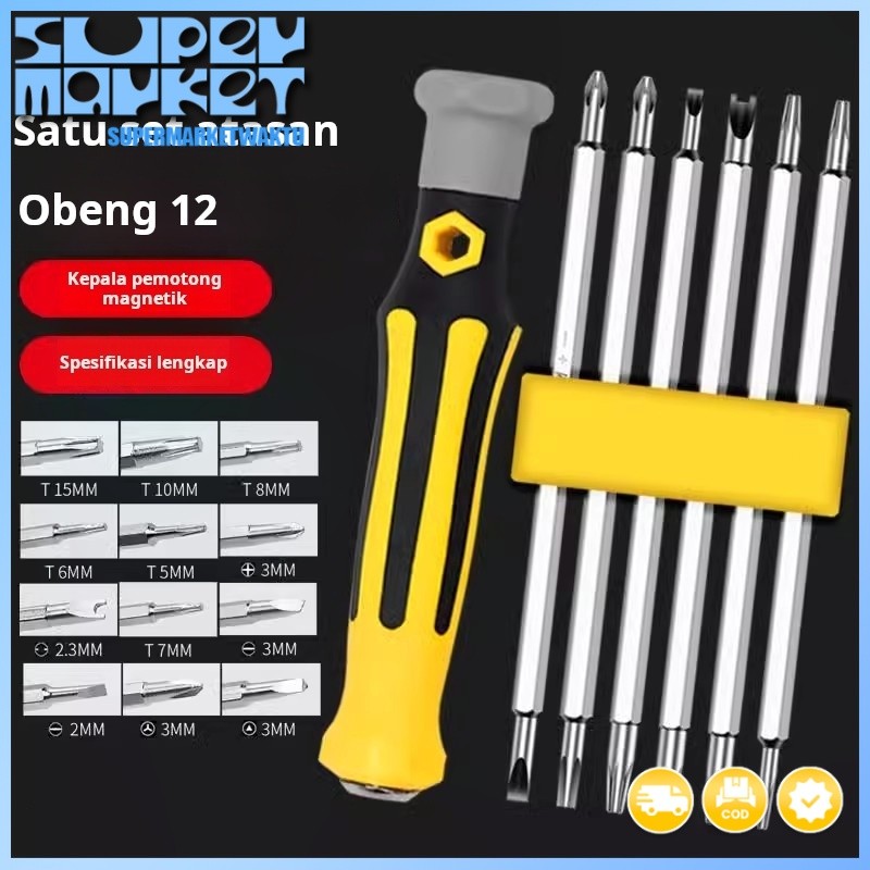 Set obeng bentuk khusus rumah tangga universal kepala ganda multifungsi obeng segitiga plum silang o